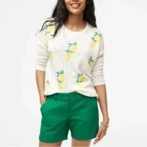 J. Crew Women's Lemon Beach Sweater White Yellow Green Size XL NWT